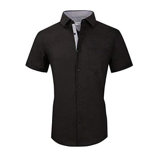 Alex Vando Mens Dress Shirts Casual Regular Fit Short Sleeve Men Button Down Shirt,Black,X Large