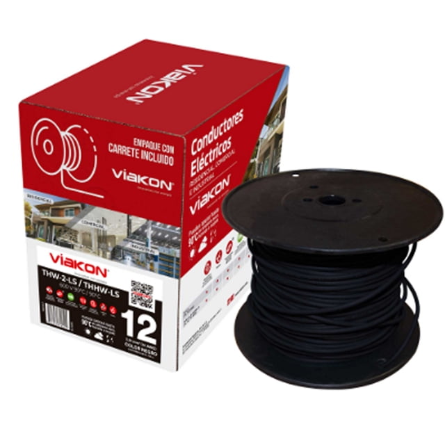 cable thw-2-ls/thhw-ls calibre 12 negro 100 m viakon