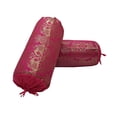 thumbnail image 2 of Stylo Culture Ethnic Brocade Silk Jacquard Decorative Bolster Pillow Covers Pink Gold For Diwan Set Elephant Cylindrical Polydupion Neck Roll Tubular Banarsi Bolster Cases | (Set of 2) | 30x15 Inches, 2 of 5