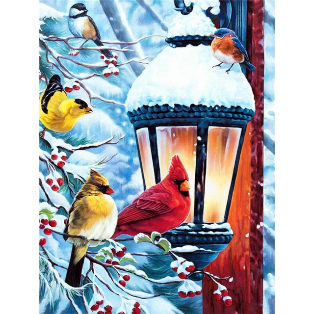 Cuadros Decorativos 5D Rhinestone Snowy Bird Art Full Round Drill Diamond Painting Set Decoración para el hogar JShteea Nuevos Originales