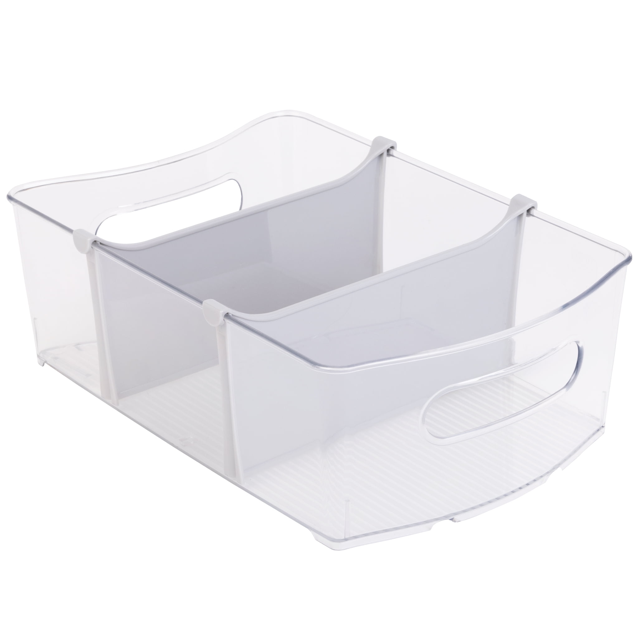 (3 pack) Mainstays Closet and Laundry Organizer Bin with Removable Dividers -  12" L x 8" W - Clear