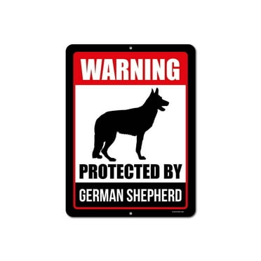 Sign Beware of Dog Sign Warning Protected by German Shepherd Sign Vintage Wall Decor Metal Signs Size: 8 x 12 Inch