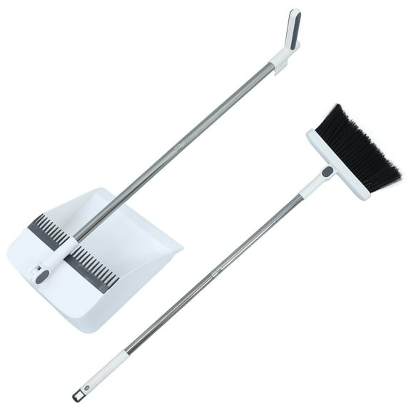 WHAMVOX Dustpan And Brush Set Long Handled Broom And Dustpan Set Foldable Dustpan 36.7 Inch 180 Degree Rotating Sweeping Brush With Detachable Metal Handle For Kitchen Home