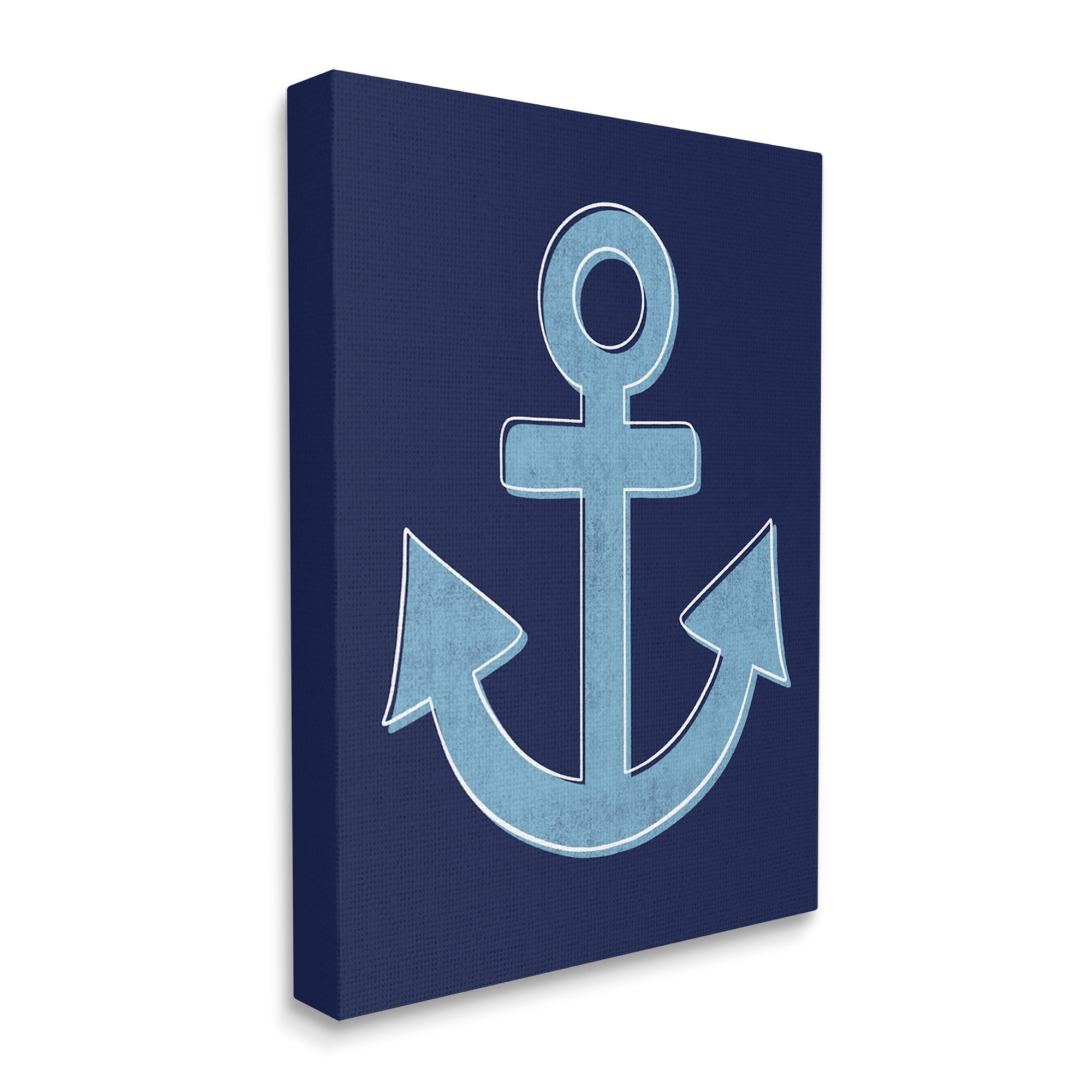 Stupell Industries Bold Anchor White Outline Symbol Navy Background,16 x 20, Design by Emily Cromwell