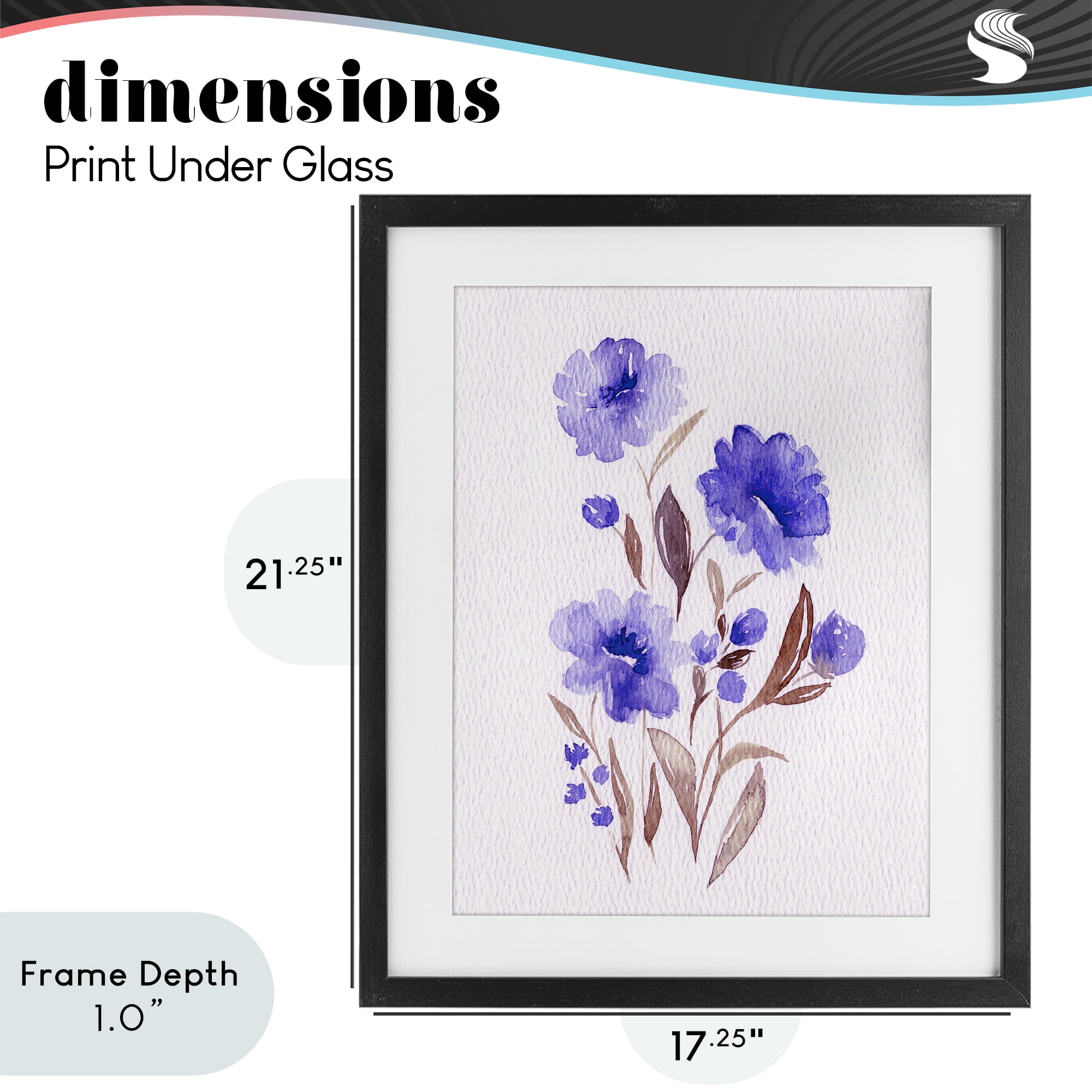 Stupell Industries Watercolor Purple Blossoms Black Framed Print Under Glass, design by Leah Noel Art