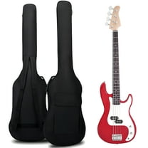 TBACW Bass Guitar Case - Bass Guitar Gig Bag 0.25 Inch Thick Padding Backpack Soft & Large Pocket & Back Hanger Loop Black