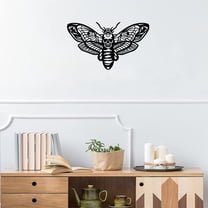 HELLOYOUNG 11.81 inch Gothic Death Head Moth Metal Wall Art Wall Decor Metal suitable for Bedroom/Living Room Intricate Skull & Moth Design Create an atmosphere