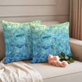 thumbnail image 2 of Turquoise Blue Teal Outdoor Waterproof Pillow Covers, Chic Stained Glass Texture Aesthetic Decorative Square Throw Pillowcase Sofa Cushion Sham for Patio/Couch/Chair, 20"x20" 2 Pack, 2 of 8