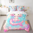 thumbnail image 2 of Manfei Kids Children Cartoon Axolotl Twin Bedding Sets 7-Piece,Kawaii Rainbow Bedding Comforter Set Microfiber,Cute Stars Print Breathable Sheet Sets,Super Cozy Room Decor,Reversible, 2 of 8