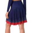 thumbnail image 2 of Alvivi Women's American Latin Modern Dance Skirt Rhinestone Ruffle Skirts High Waist Jazz Samba Rumba Salsa Dancewear Navy Blue S, 2 of 5