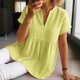 thumbnail image 2 of Vestidos Casuales Para Mujer, Blusas De Mujer De Moda Blusa tipo jersey con cuello en V y mangas cortas de color liso para mujer, 2 of 5