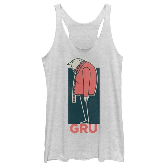Women's Despicable Me Gru Profile Racerback Tank Top White Heather X Small