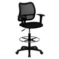 thumbnail image 1 of Mid-Back Black Mesh Drafting Chair with Adjustable Arms, 1 of 5
