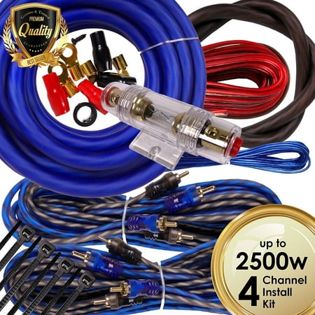 Complete 4 Channels 2500W 4 Gauge Amplifier Installation Wiring Kit Amp PK3