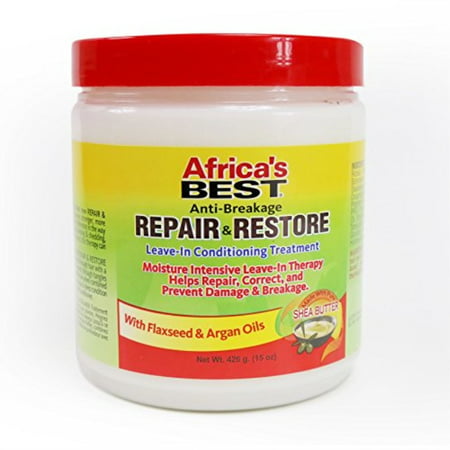 africa's best repair and restore deep conditioning treatment, great for damaged over processed hair, enriched with flaxseed and argan oil, 15 ounce