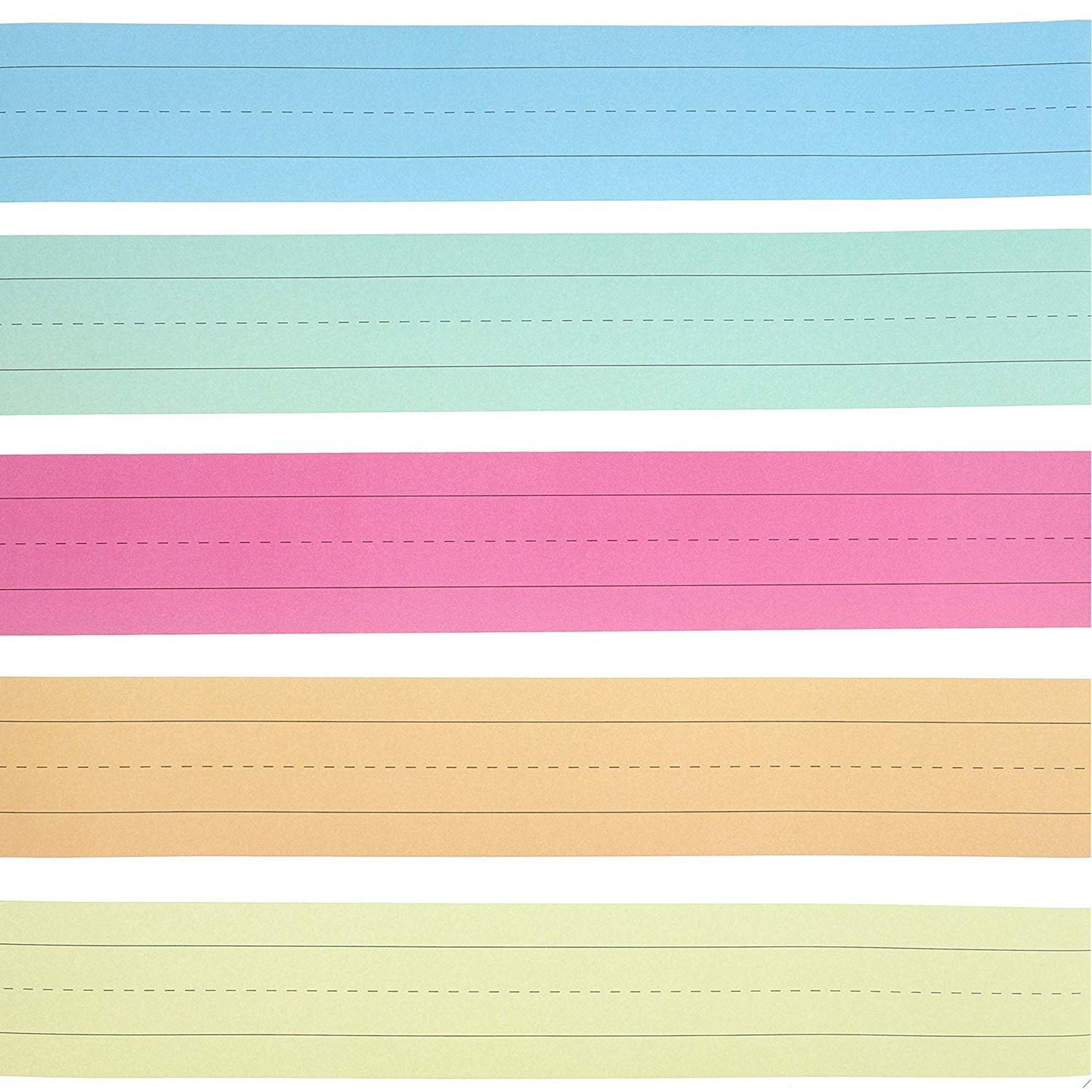 100 Pack Colored Sentence Strips for Teachers and Classrooms, 5 Colors