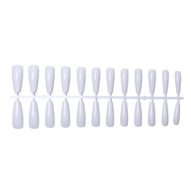 sweethay 24 piezas de prensa extralarga en las uñas, uñas acrílicas de color francés sólido DIY para salones de manicura, cubierta completa Juegos de manicura 4blanco