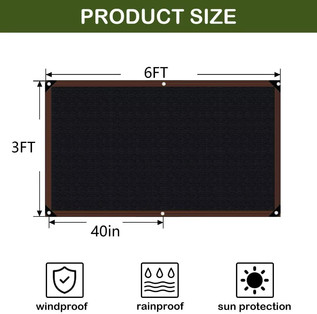 Shade Cloth for Garden,80% Mesh Tarp with Grommets for Plant Cover,6.5X3.2 FT Patio Canopy Garden Pergola Car Barn Kennel,Black