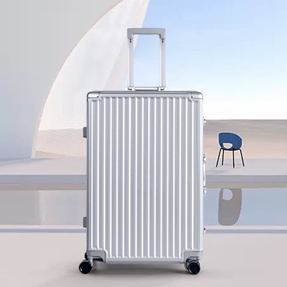 Kepane 28 Inch Luggage, Aluminium Frame, PC ABS Hard Shell, Suitcases with Wheels, TSA Lock, No Zipper, Silver