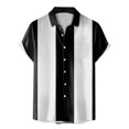 thumbnail image 4 of Lycaql Mens Beach Shirts Mens Vintage Bowling Shirts 1950s Casual Short Sleeve Button Up Contrast Shirt Summer Color Block Cuban Shirts(Black,L), 4 of 4