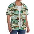 thumbnail image 4 of Vsdgher Colorful Hawaii Palms Print Men's Wrinkle Free Untucked Cuban Shirt Business Casual Button Down Shirts Short Sleeve Shirt, 4 of 7