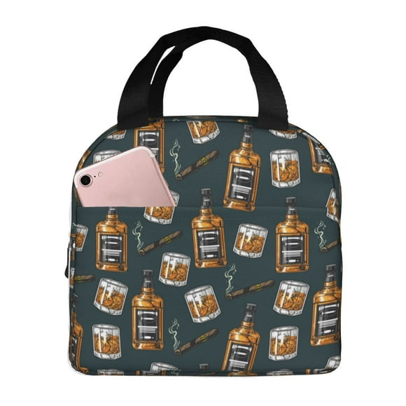 KLL Cigar Print Insulated Lunch Bag Women, Reusable Cute Tote Lunch Box for Adult & Men, Leakproof Cooler Lunch Bags for Work Office Travel Picnic