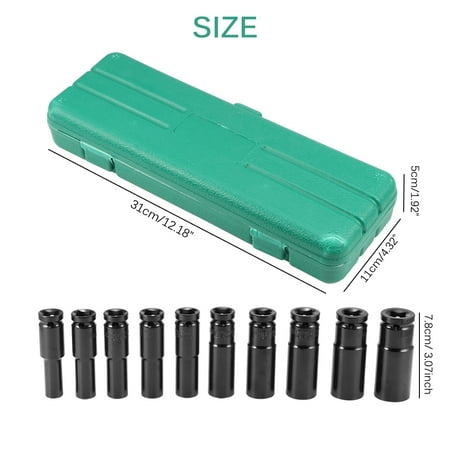 

DTOWER 10pcs/set 10-24mm Deep Impact Socket Set Pneumatic Extension Sleeve