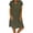 Army Green, variant on Laqbezok Cotton Linen Dress, Women's Casual V-Neck Short Sleeve Retro Sundress, Loose Fit A-Line Gown with Decorative Buttons