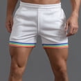 thumbnail image 2 of Sngxgn Men's Casual Shorts Drawstring Summer Beach Stretch Waist Gym Shorts(White,L), 2 of 5