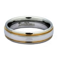 thumbnail image 2 of MJ Metals Jewelry Unisex White Tungsten Carbide Polished 2 Gold Stripes Wedding Band 6mm Ring Size 6, 2 of 6