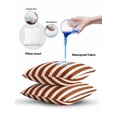 thumbnail image 6 of Outdoor Throw Pillow Set of 2, Burnt Orange Stripe Waterproof Pillow with Insert Included, Farmhouse Striped Abstract Art Decorative Accent Cushion Sofa Pillows for Patio Porch, 18 x 18 In, 6 of 8