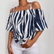 thumbnail image 2 of Camiseta informal anudada con tira de gasa sin tirantes y cuello oblicuo para mujer a la moda Fridja  hj406, 2 of 6