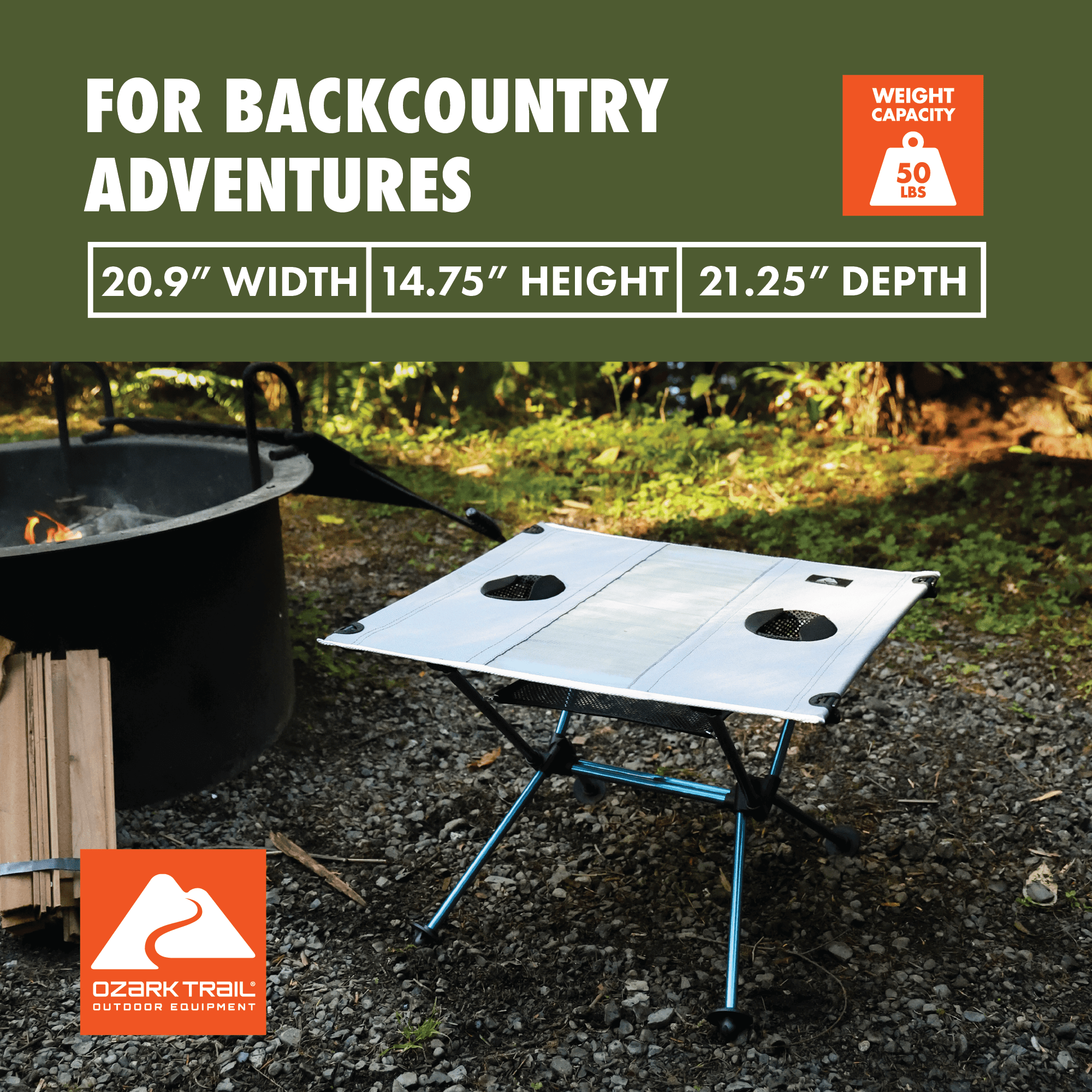 Ozark Trail Ultralight Camp Table With Carry Bag - 21.2" x 20.7" x 14.8"