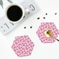 thumbnail image 4 of Pofeuu Cute Flamingo Print Coasters for Drinks, 4Pack PU Leather Coasters, Bar Drink Coasters for Tabletop Protection, Furniture from Damage-Hexagon, 4 of 6