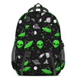 thumbnail image 3 of Alien and Planet Black Pattern Backpack for School, Cute School Bag with Adjustable Shoulder Straps and Padded Back, 16.9"x12.6"x5.9", 3 of 5