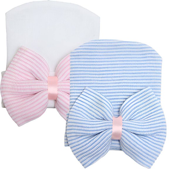 TELOLY 2Pcs Newborn Hats,Fashion Knit Baby Hat,Unique Chic Look Newborn Hats for Baby Girls,Style1