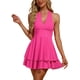 thumbnail image 1 of Vestido Halter para Mujer Inspire Chic, Escote en V Profundo, Sin Espalda, Vestido Mini de Fiesta, Rosa Fucsia, XL, 1 of 5