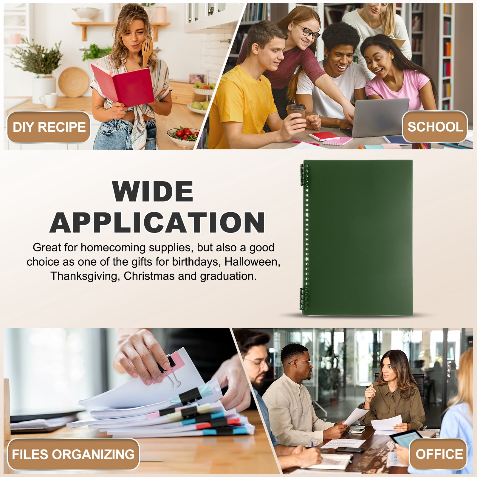 Uxcell 12 Pack Binding Covers, A4(11.8x8.5 Inch) 22 Mil Plastic Notebook Covers Sheets with Binding Comb for Book Report Presentation, Dark Green