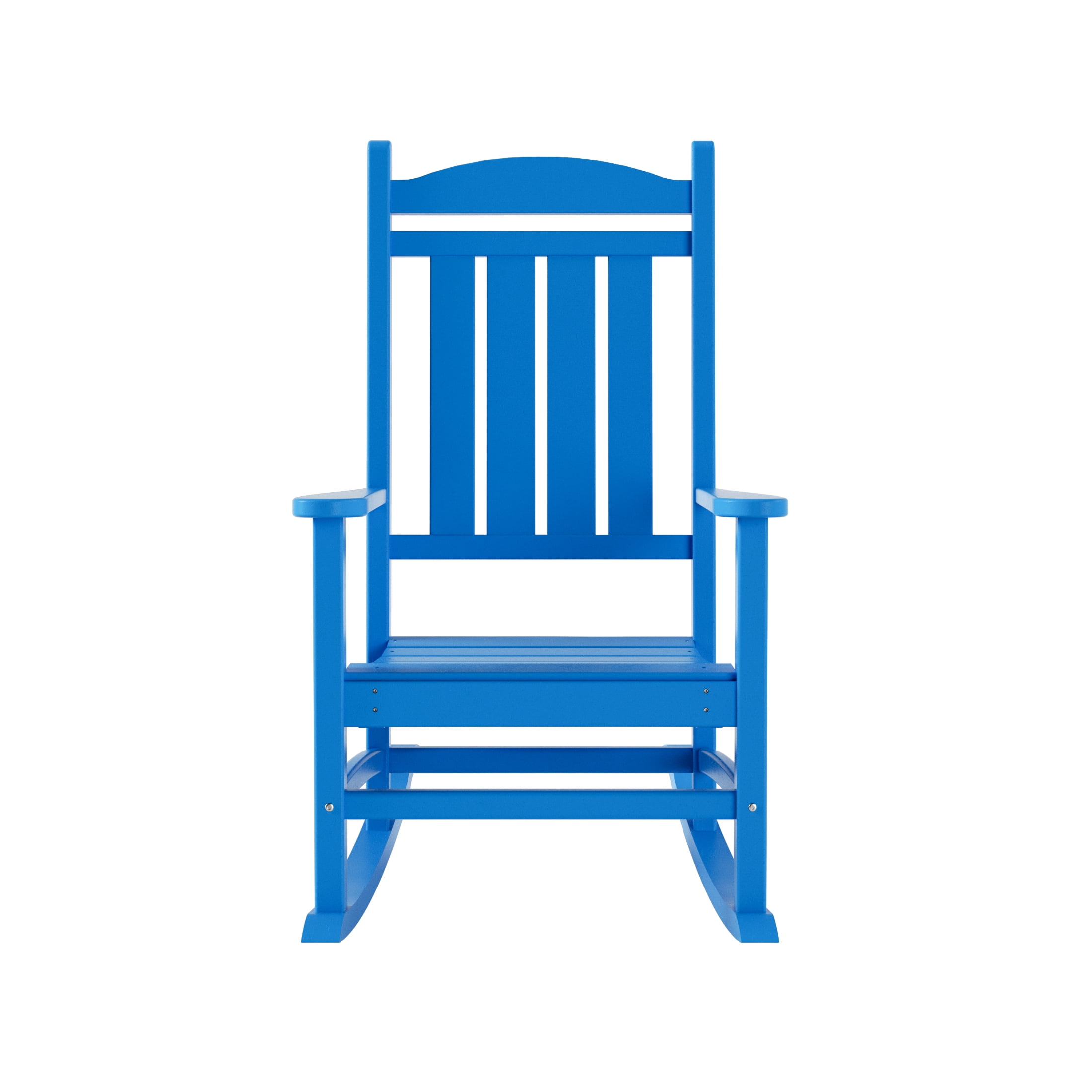 GARDEN Set of 2 Classic Plastic Adirondack Porch Rocking Chairs, Pacific Blue