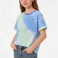 thumbnail image 2 of Babcutegg Kids Tie-Dye Short Sleeve T-Shirt – Casual Summer Cotton Top with Round Neck, Breathable Lightweight Outerwear for Everyday Wear Blue Size 3-4, 2 of 6
