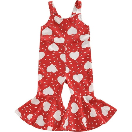 

PIKADINGNIS Toddler Baby Girls Bell Bottom Romper Floral Print Ribbed One Piece Jumpsuit Flared Pants Overalls Bodysuit Clothes