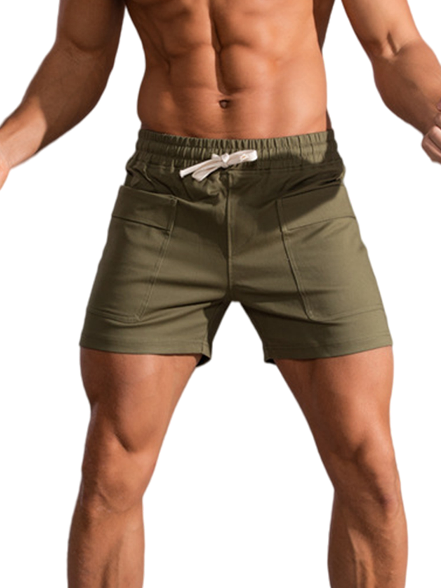 Slim Fit Cargo Shorts Men - Back Zipper Chino Shorts