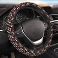 thumbnail image 4 of Uemuo Houndstooth Green Red Printed Car Elastic Steering Wheel Cover - Universal Car Accessory for Diverse Cars Anti-Slip, and Comfortable- 15", 4 of 8