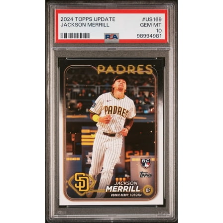 Graded 2024 Topps Update Jackson Merrill #US169 Rookie RC Baseball Card PSA 10 Gem Mint