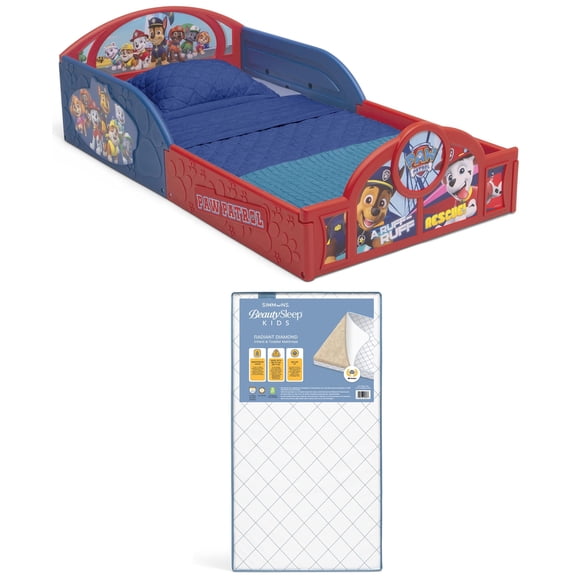 Nick Jr. PAW Patrol Plastic Sleep and Play Toddler Bed & Simmons BeautySleep Kids Radiant Diamond Crib and Toddler Mattress