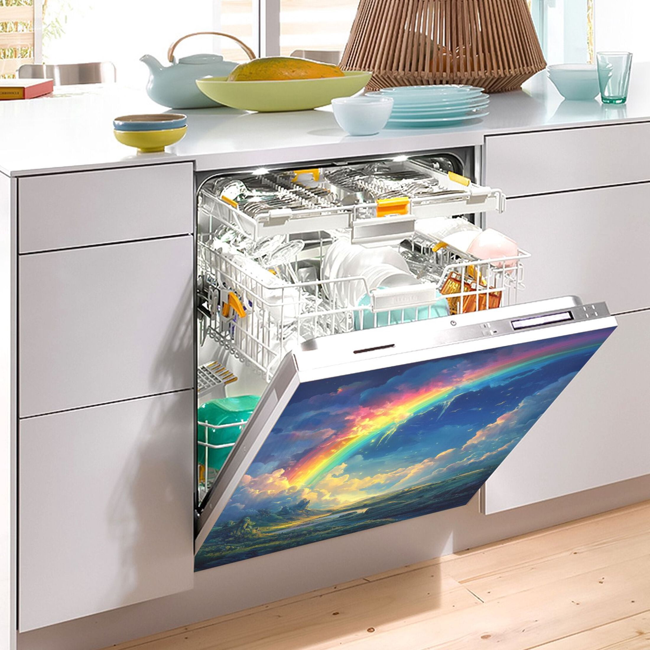 Dishwasher Magnetic Sticker 23x26 Inch Refrigerator Magnetic Sticker Washing Machine Magnetic Sticker Kitchen Panel Magnetic Sticker Home Decor Super Cool Rainbow