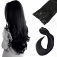thumbnail image 1 of Ubetta Human Hair Extensions Clip in Jet Black Silky Straight Remy Hair Extensions Clip in Real Hair Weft Extensions 7 Pieces 70 Gram 18 Inch for Women, 1 of 5