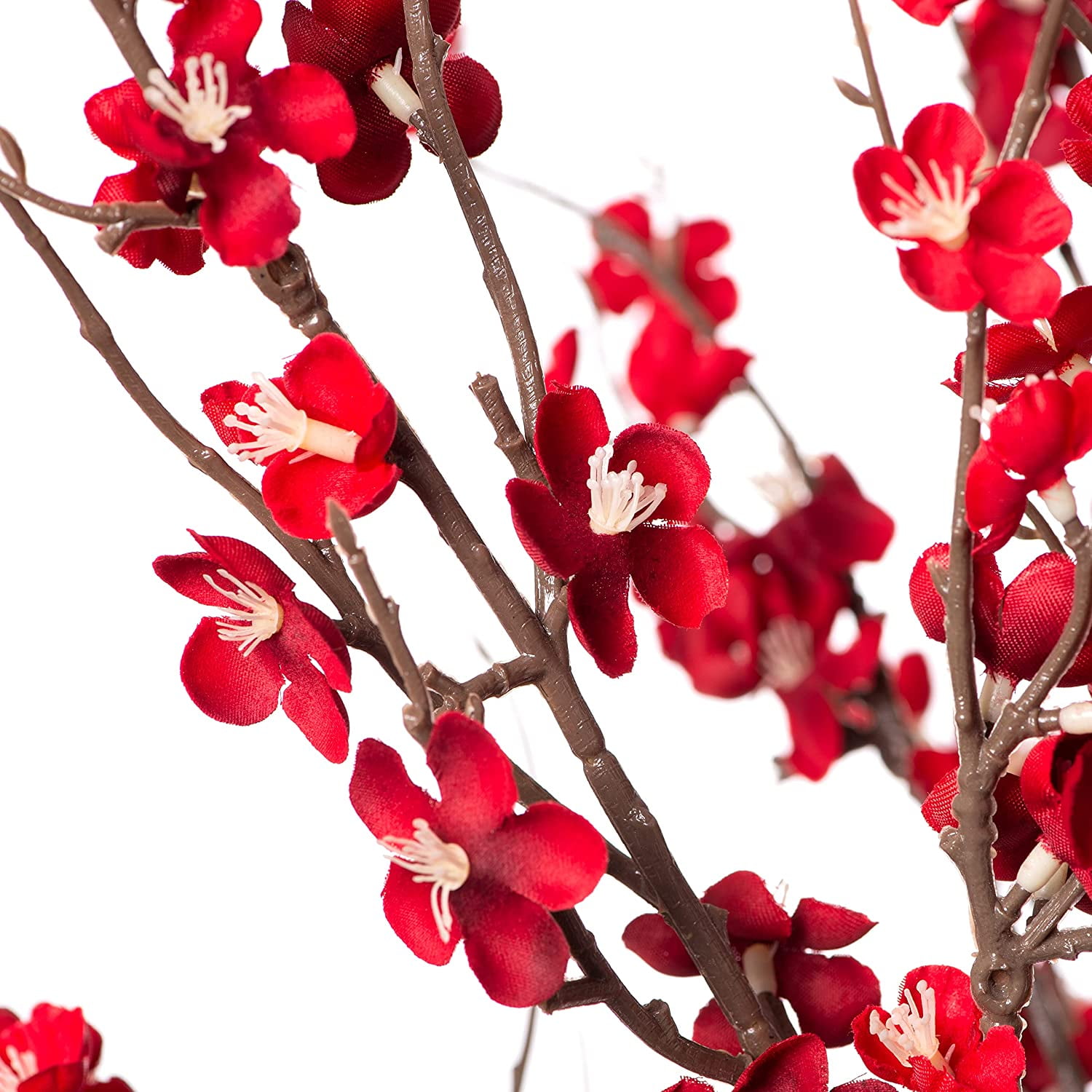 Artificial Plum Blossom Fake Silk Cherry Blossom Branches Flowers,Faux Long Stems Wintersweets Arrangement for Wedding Home Office Bedroom Spring Party Decor(White)