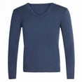 thumbnail image 2 of YHAJDS Men's Winter Casual Sweaters,Knitted Sweater Men Solid Color Warm V Neck Long Sleeve Pullover Casual Sweaters for Men Thick Soft Winter Base Layer Daily Wear, 2 of 4