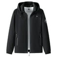 thumbnail image 2 of Mens Jacket Casual Windproof Slim Hooded Jacket With Stand Up Collar Warm Trendy Top Coat Black, 2 of 7